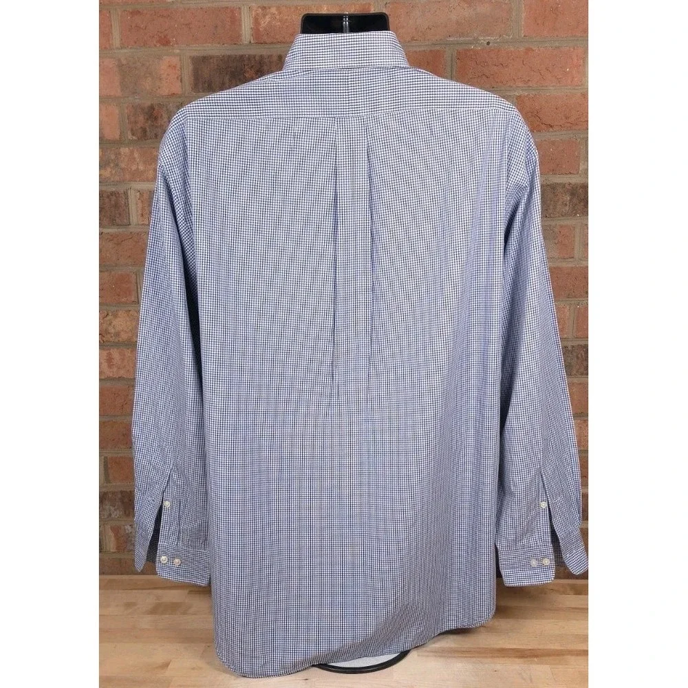 Polo Ralph Lauren Yarmouth Shirt Mens 17 34/35 Blue Gingham Check Button Down